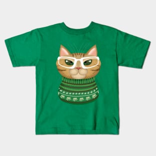 Christmas Cat Lady Kids T-Shirt